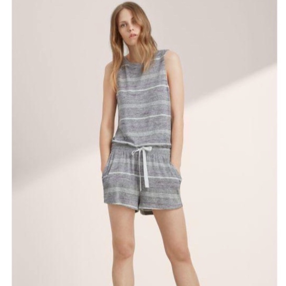 Aritzia Wilfred Free Izabel Romper Gray Stripe